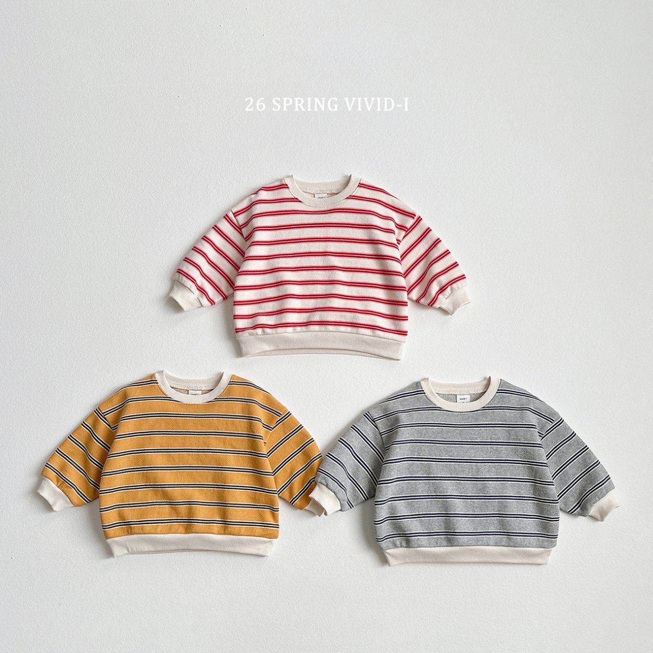 🌸預訂 韓國直送🌸🇰🇷VIVIDI三色日常拼色條紋寬鬆衛衣