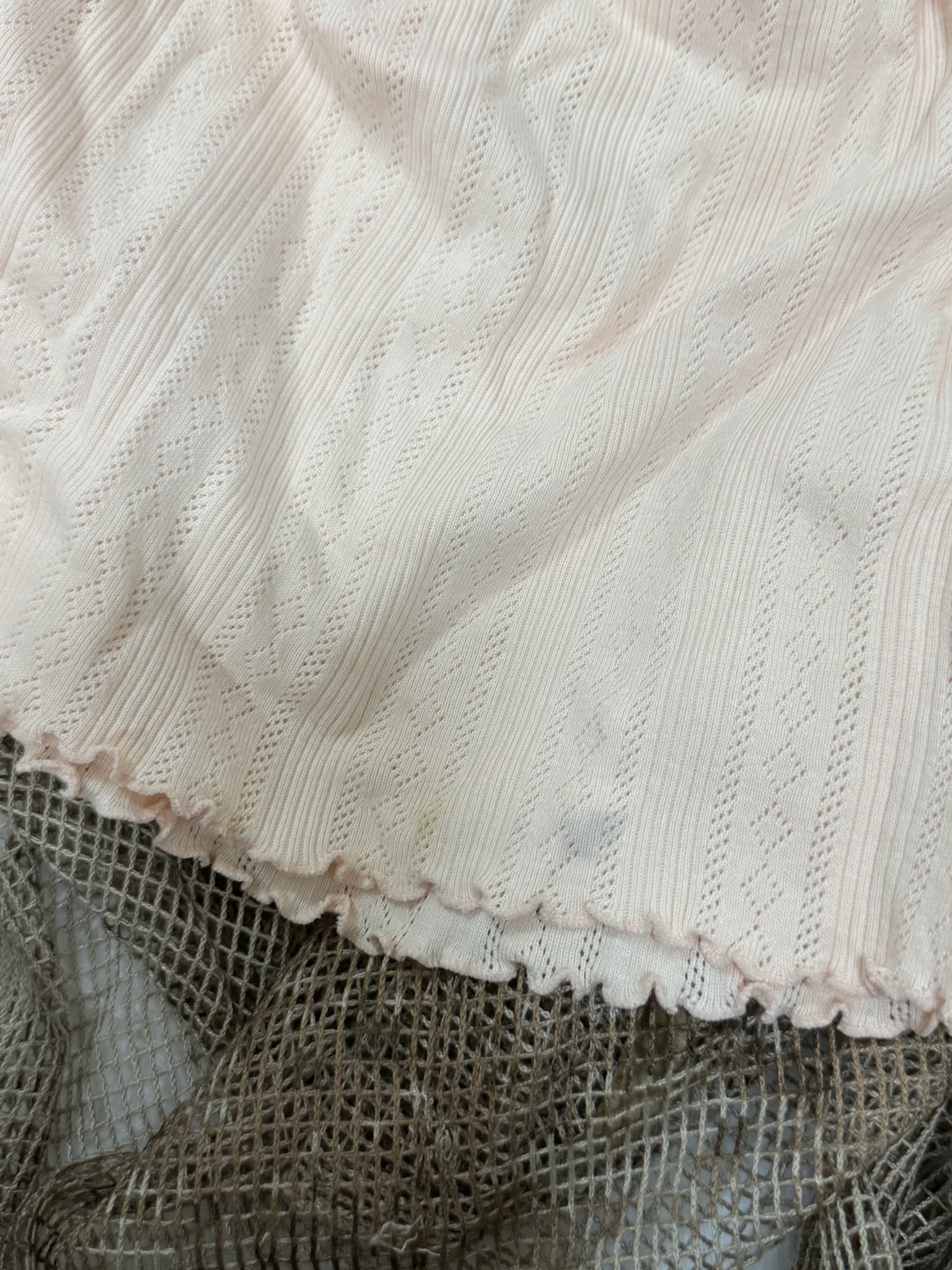 Sweet Apricot Mist Pointelle Knit Top