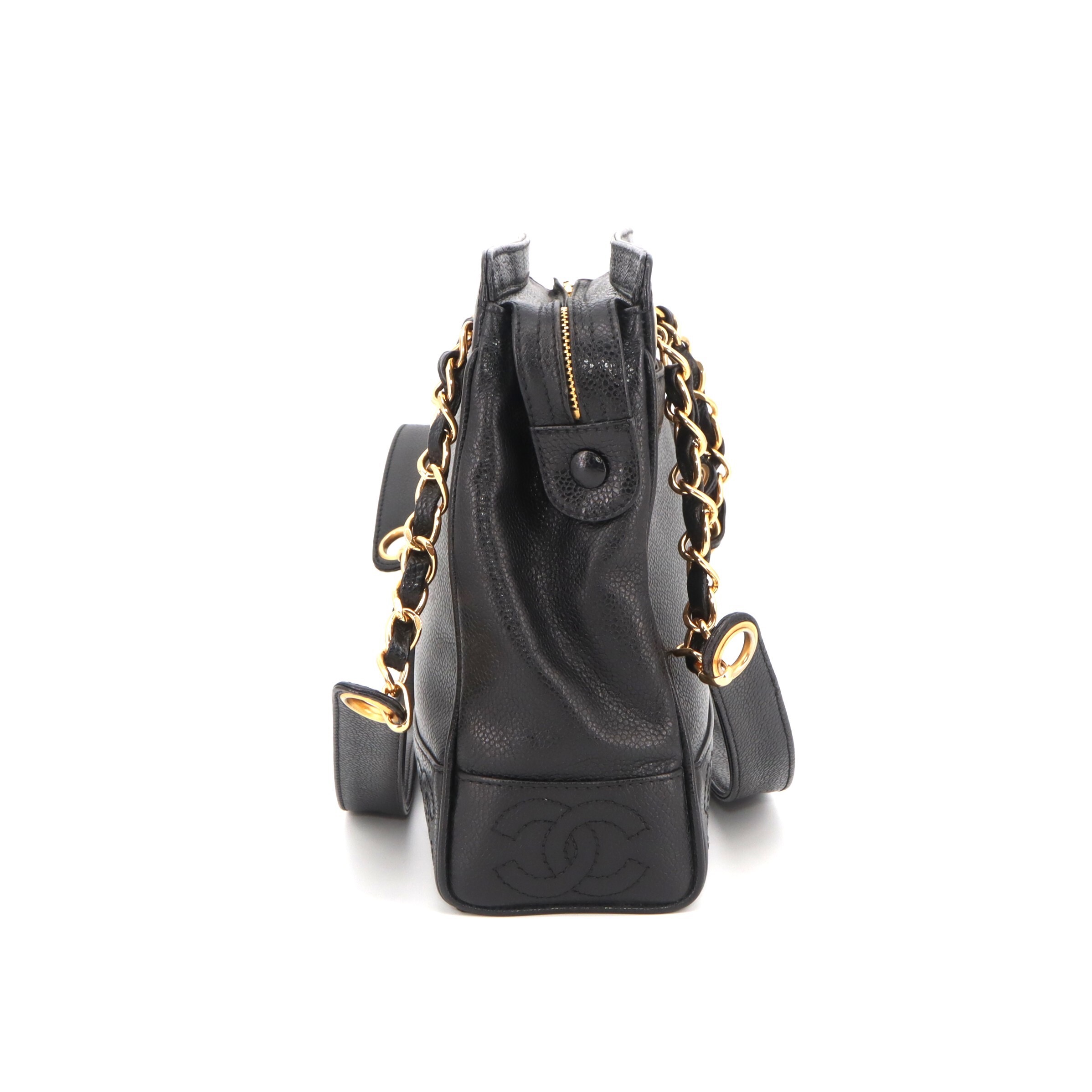 Chanel Triple Coco Mark Caviar Chain Tote Bag