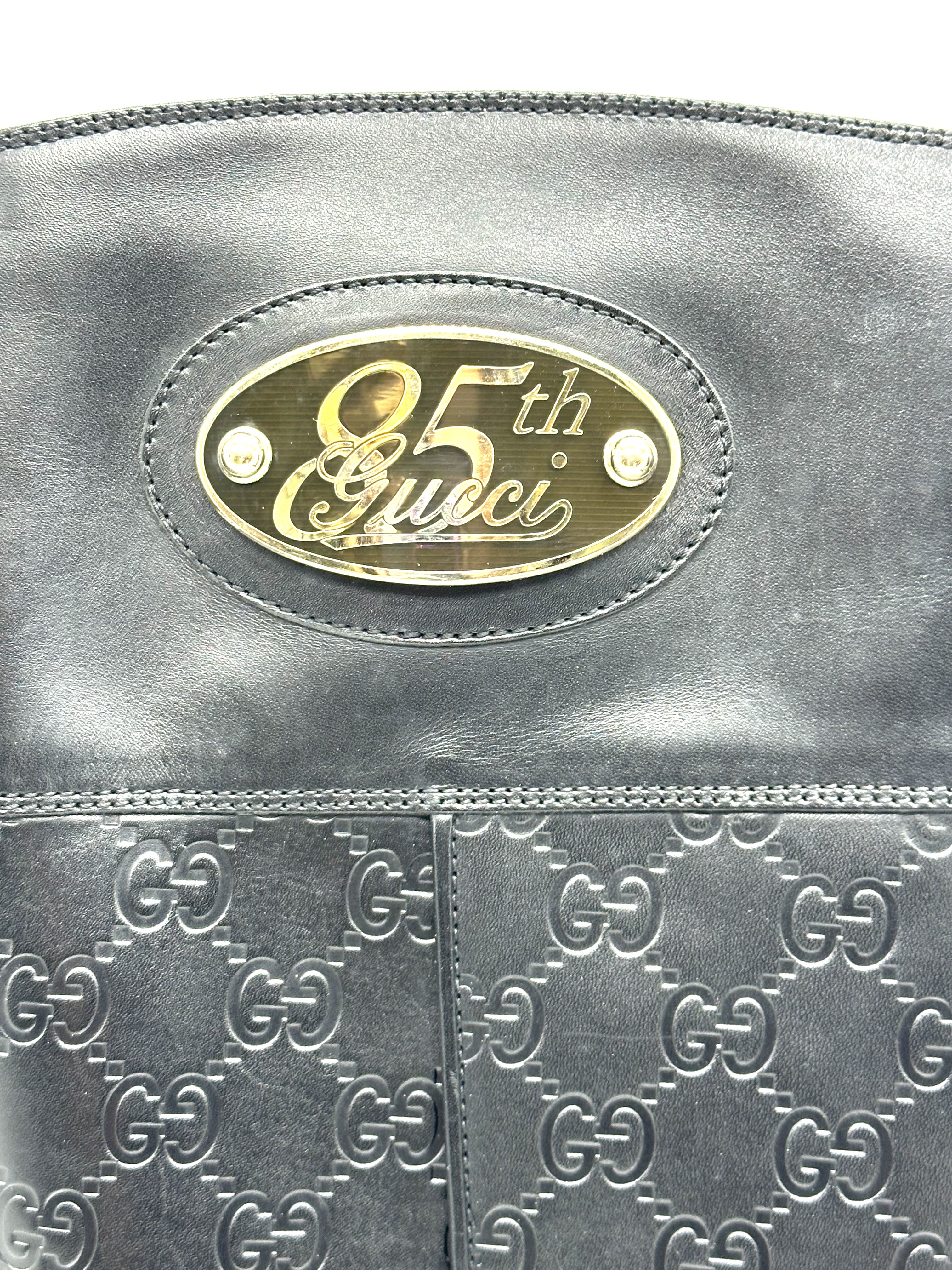 Pre-owned Gucci black Guccissima leather 85th anniversary knee-length boots / Product Code: 26040408