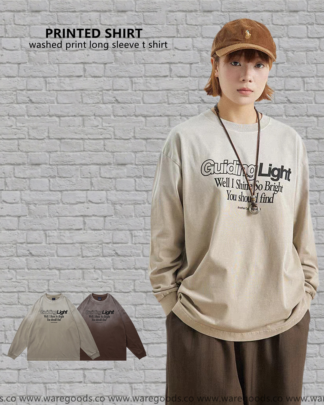 W1186重磅洗水漸變長袖T恤