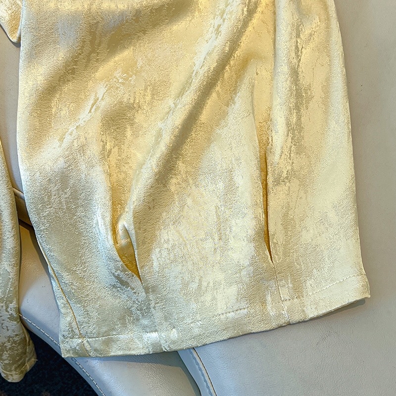 B266(0170) 新中式复古提花松紧腰人丝面料3色长裤