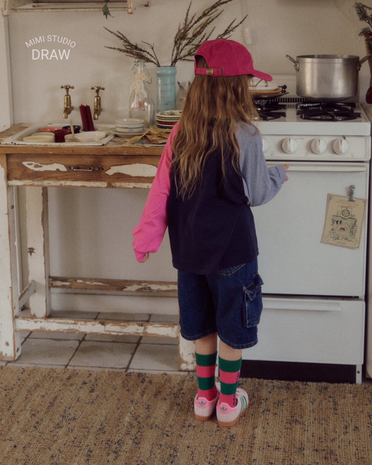 Bymimi | 薄款Patchwork Tee(Navy L105-115)