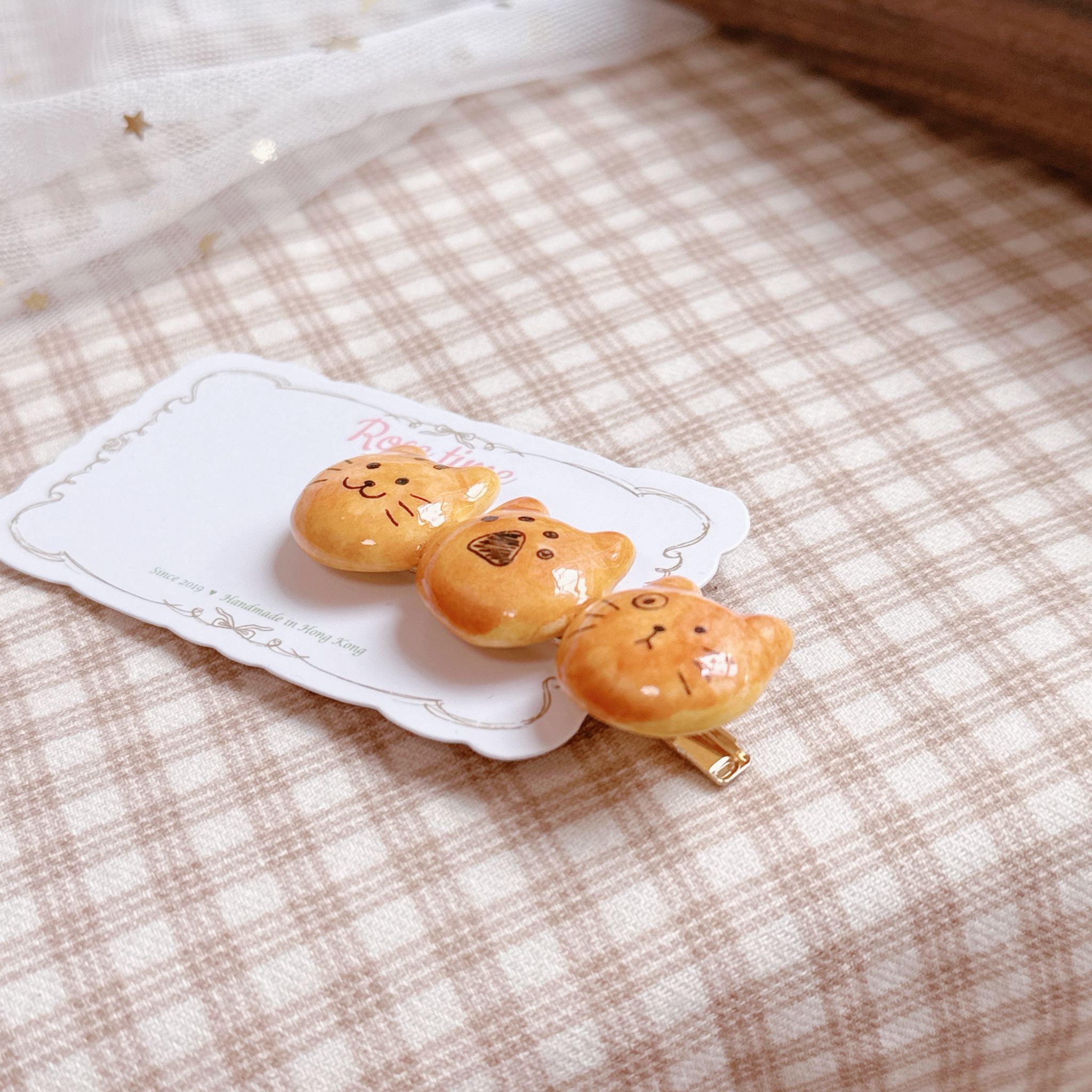 手繪貓貓饅頭髮夾