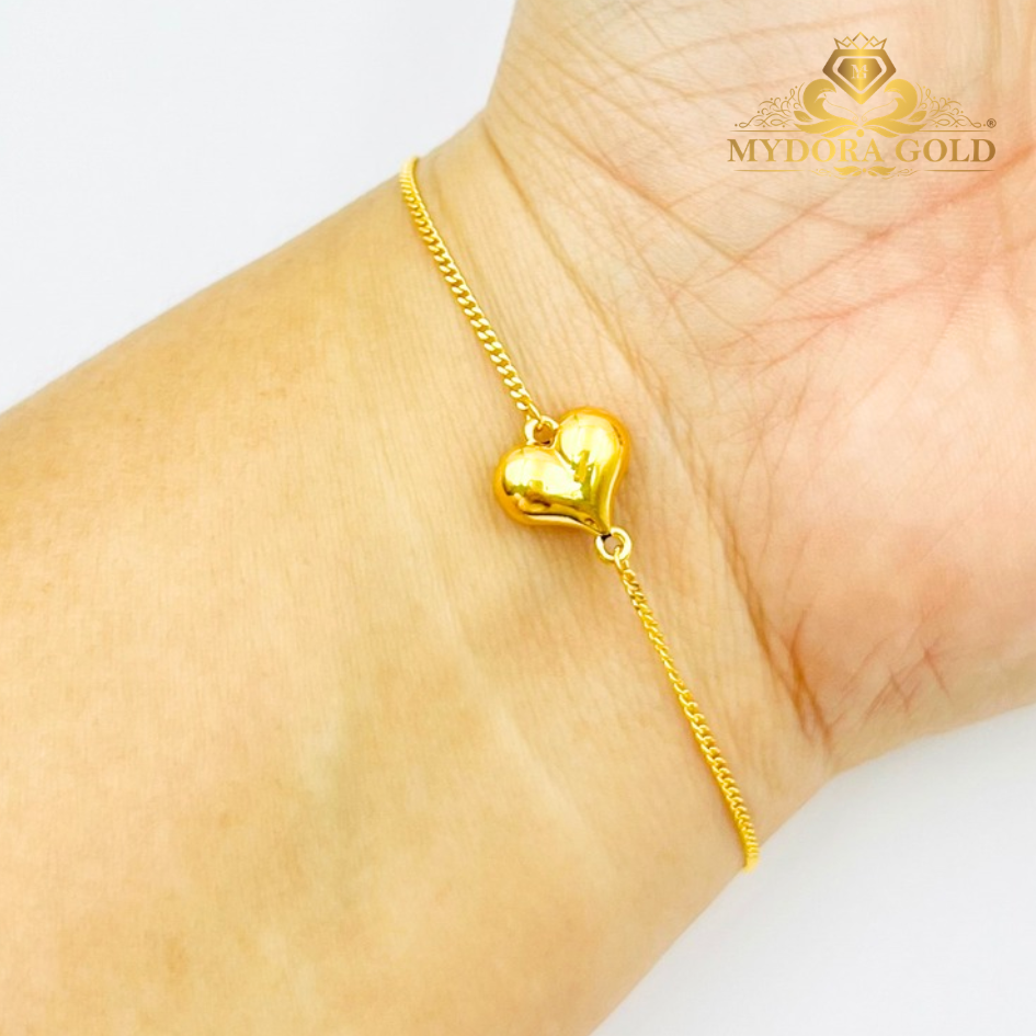 MYDORA Rantai Tangan Mesin + Love Gemuk Licin l EMAS 916/22K