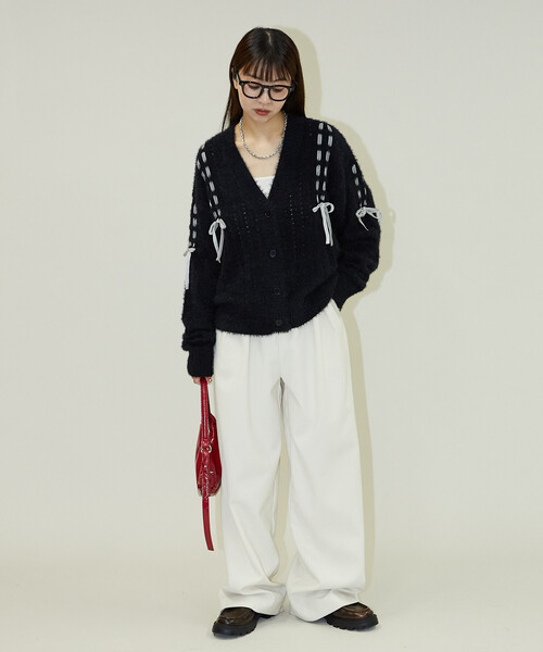 蝴蝶結綁帶針織外套