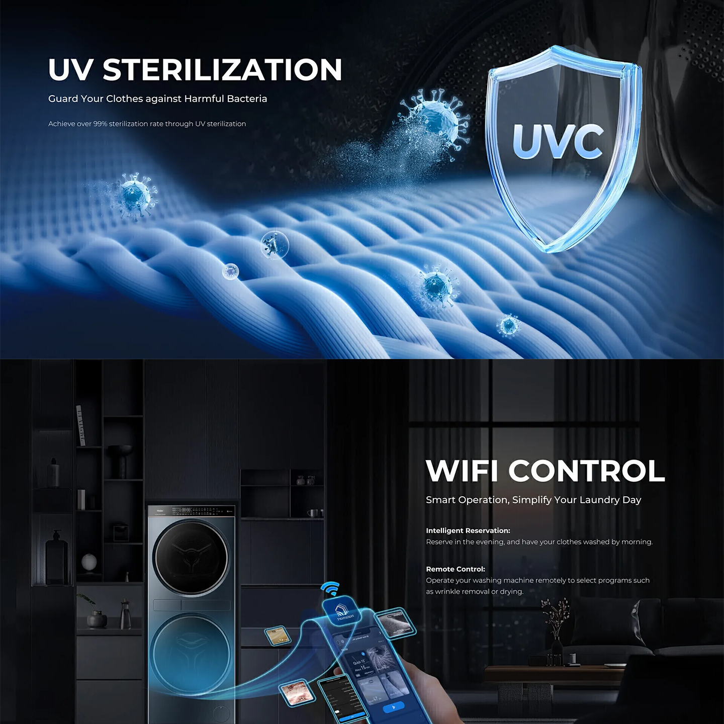 Haier 14kg/9kg Inverter Washer Dryer (HWD140-BD14LCGNU1)