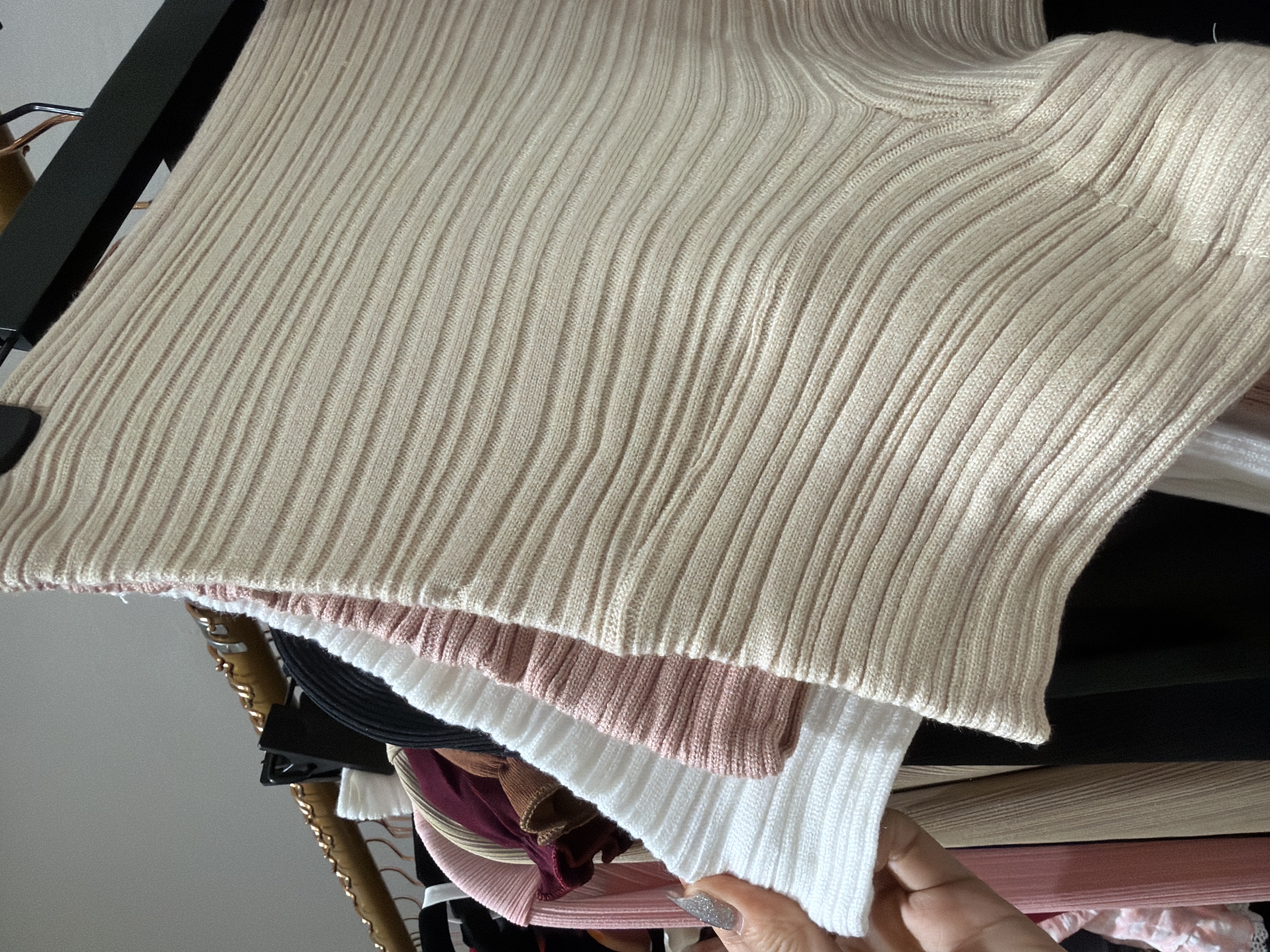 羅紋單肩露臍上衣韓式