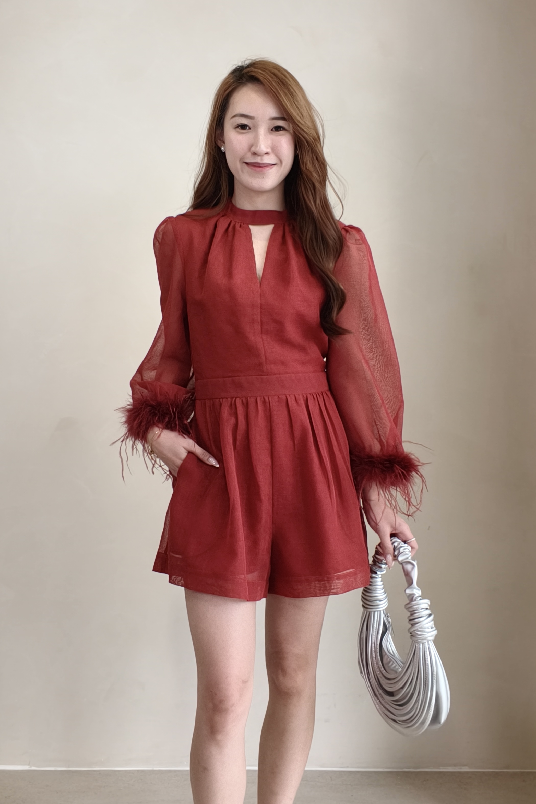 CD2155 Vivienne Feather Trim Dress