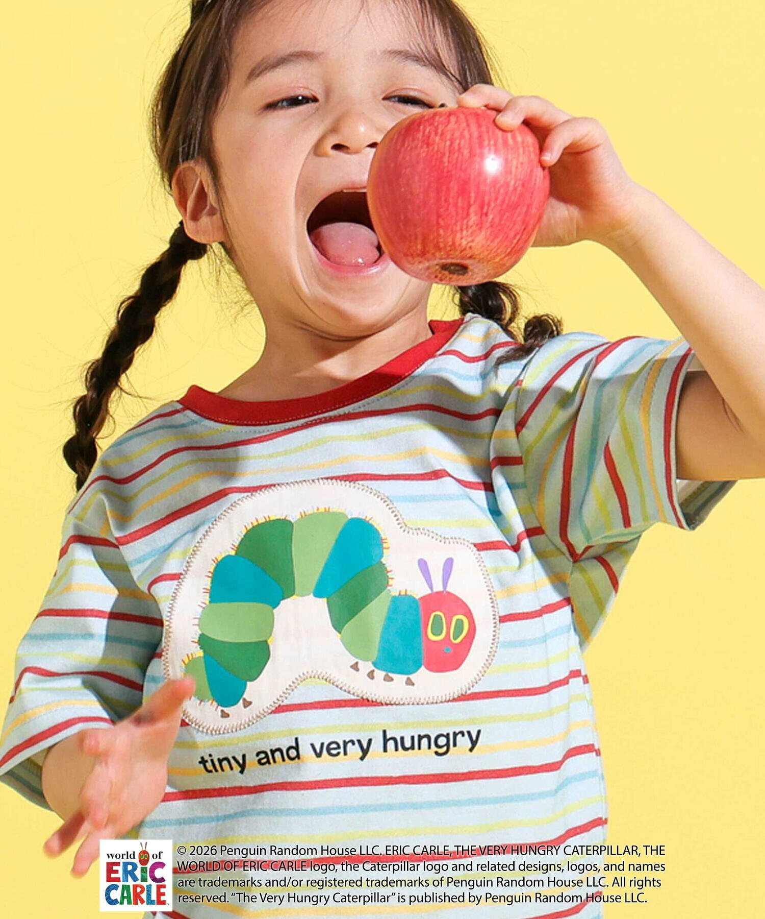 🇯🇵預訂 日本直送🇯🇵Slap Slip x 好餓的毛毛蟲系列貼花彩色條紋短袖T恤