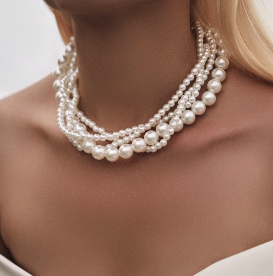 Twisted Layered Pearls Short Necklace