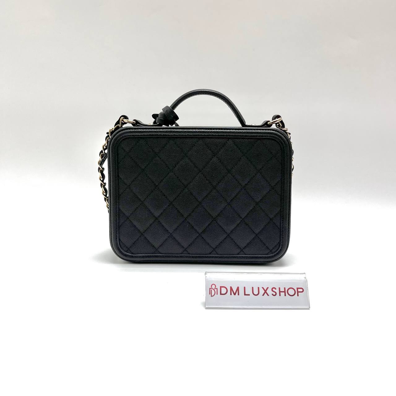 Chanel Black Caviar Filigree Vanity Case GHW (Serial 29, Year 2019)