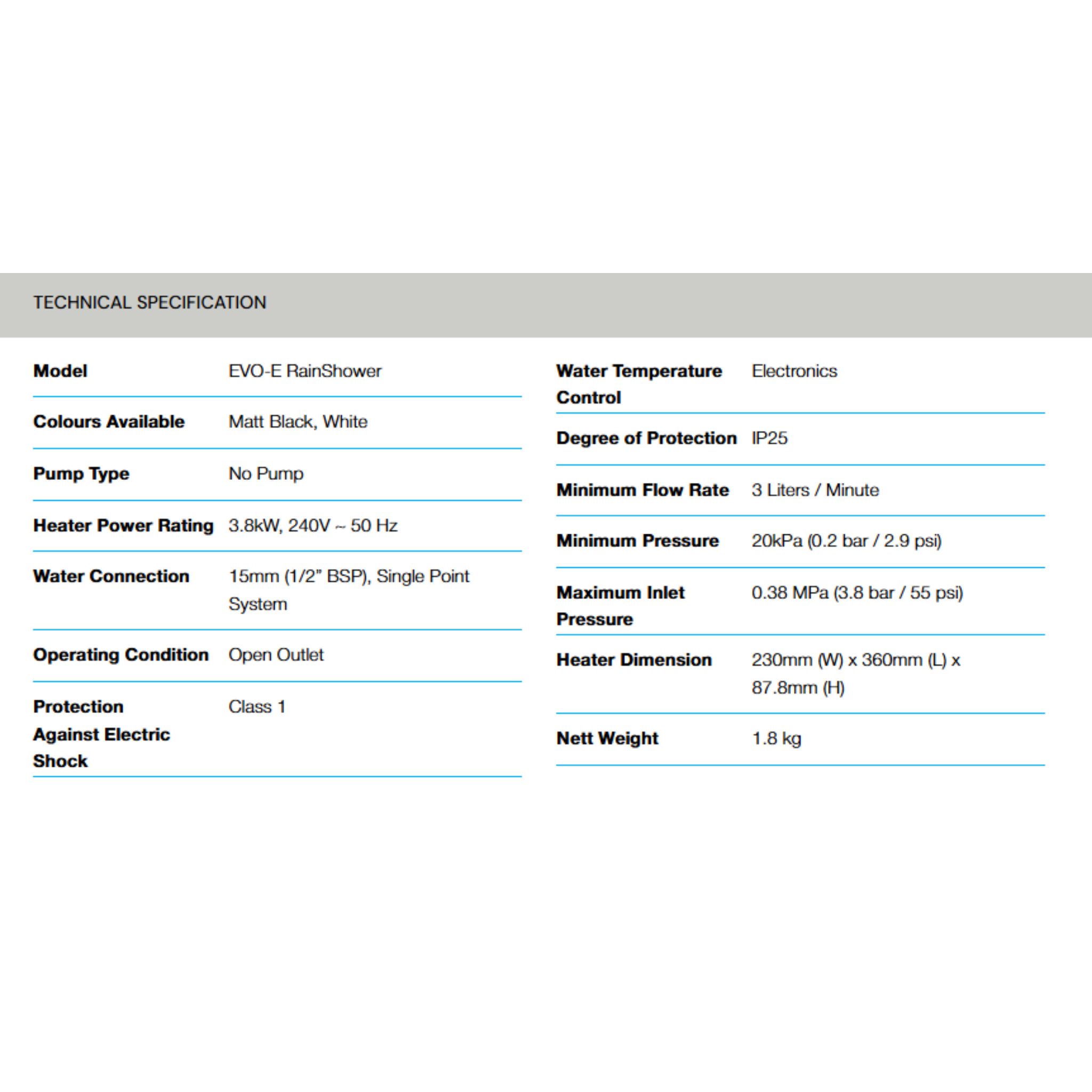 Alpha Evo-E Instant Water Heater Non-Pump (Evo-E)