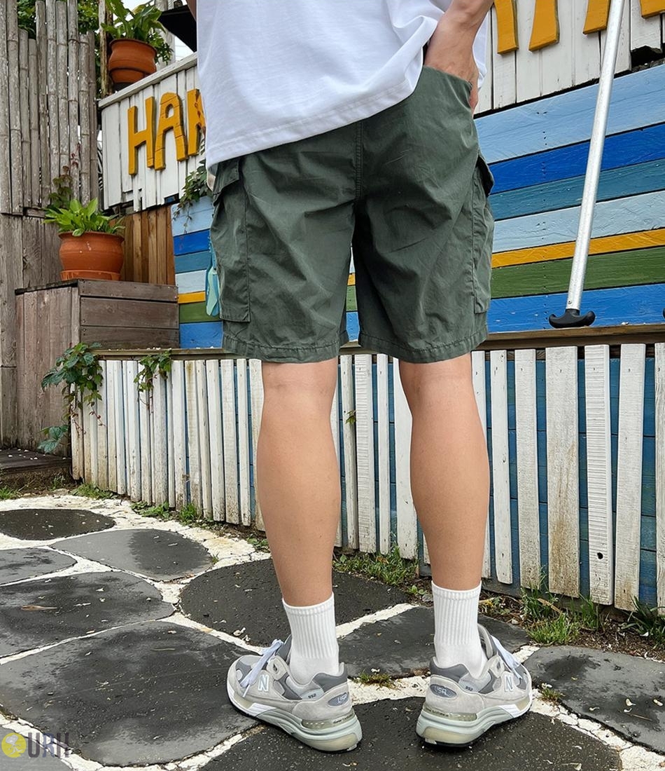 【100%保證韓國直送】Premium Utility Stone Washing 復古石磨洗水 Cargo 工裝口袋彈性束繩寬鬆短褲 👖 [4 color] RG165899