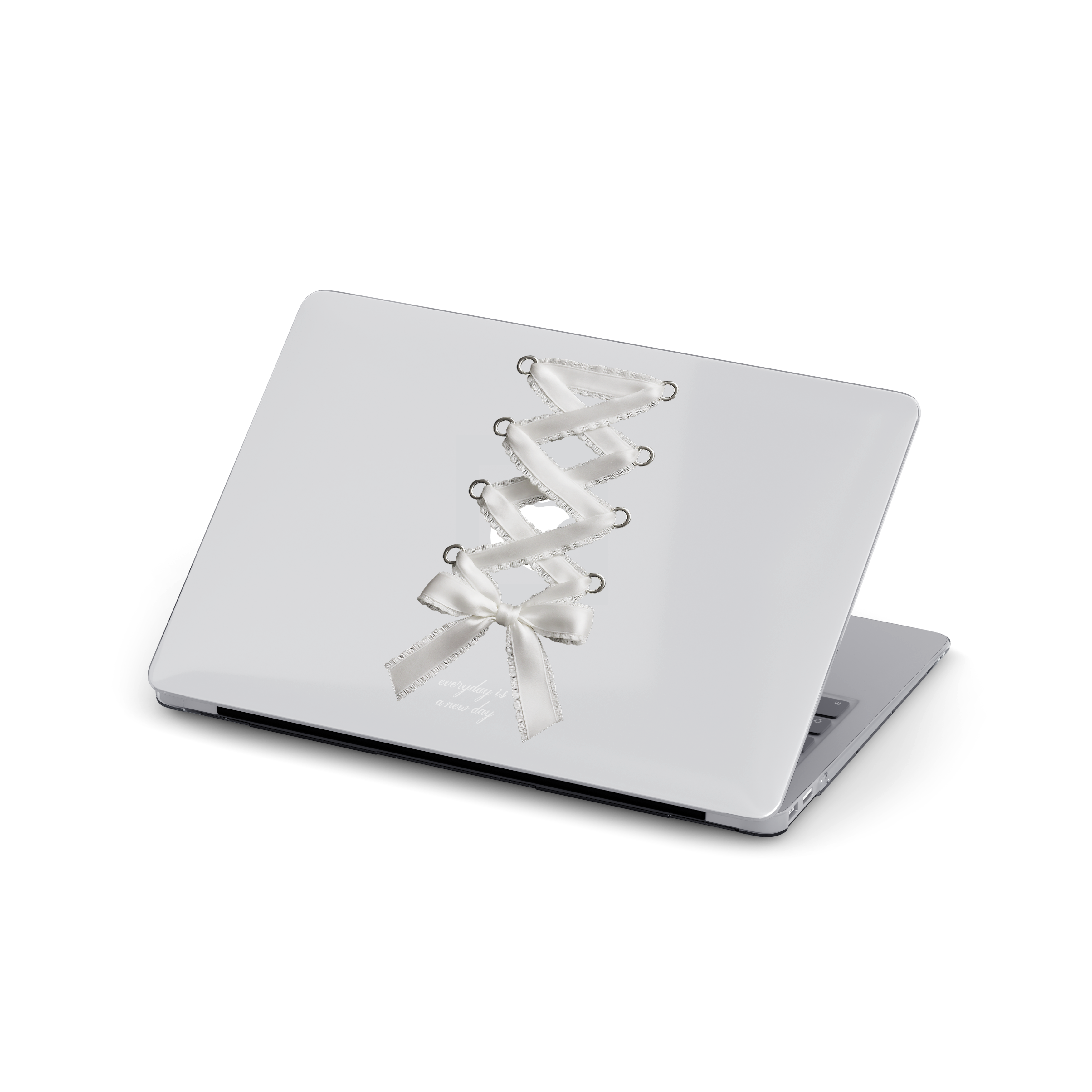【Corset Milky Ribbon Bow】Transparent MacBook Protective Case