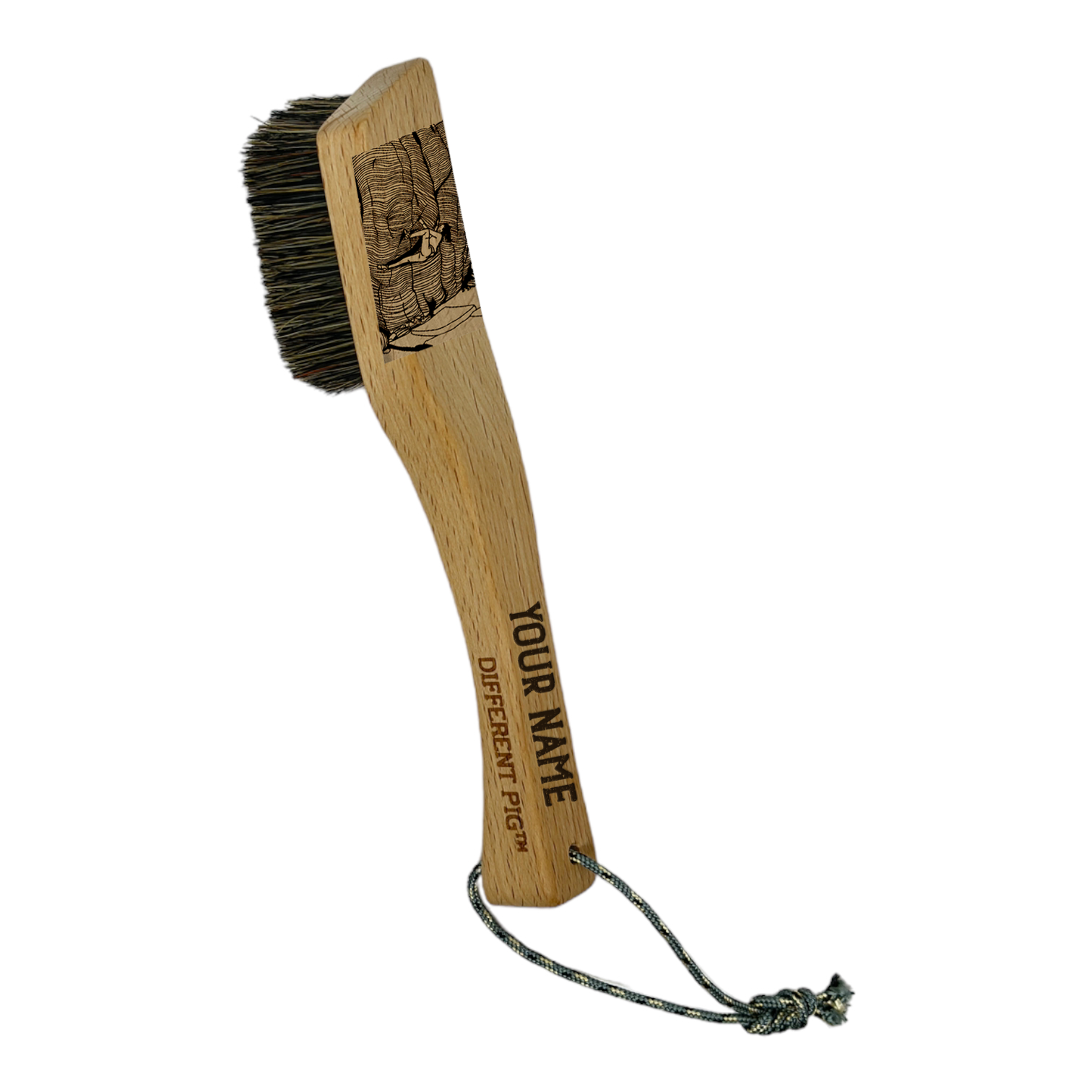 【來圖訂製】𝗗𝗜𝗙𝗙𝗘𝗥𝗘𝗡𝗧 𝗣𝗜𝗚™ OG brush with paracord fully customised by you 刻圖大豬攀岩掃