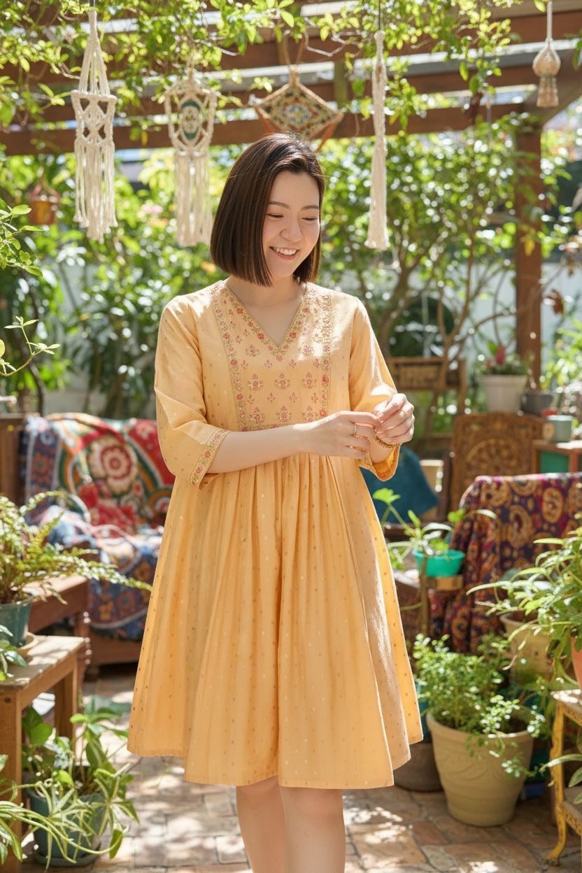 Shrimp Orange V-Neck Emb. Short OP 36" #1105