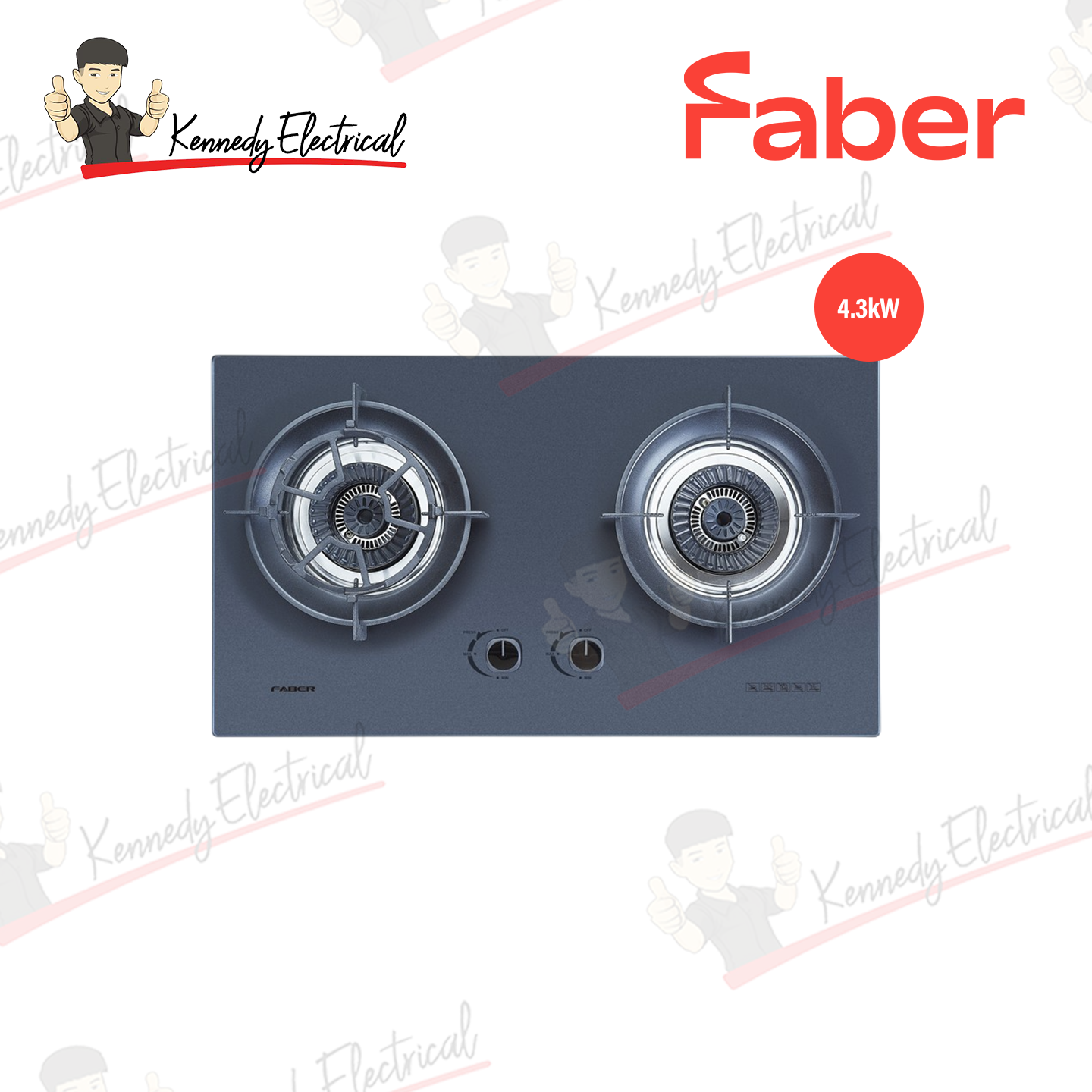 Faber 4.3Kw 2 Built-In Glass Gas Cooker Hob FBIH G752B430TGM