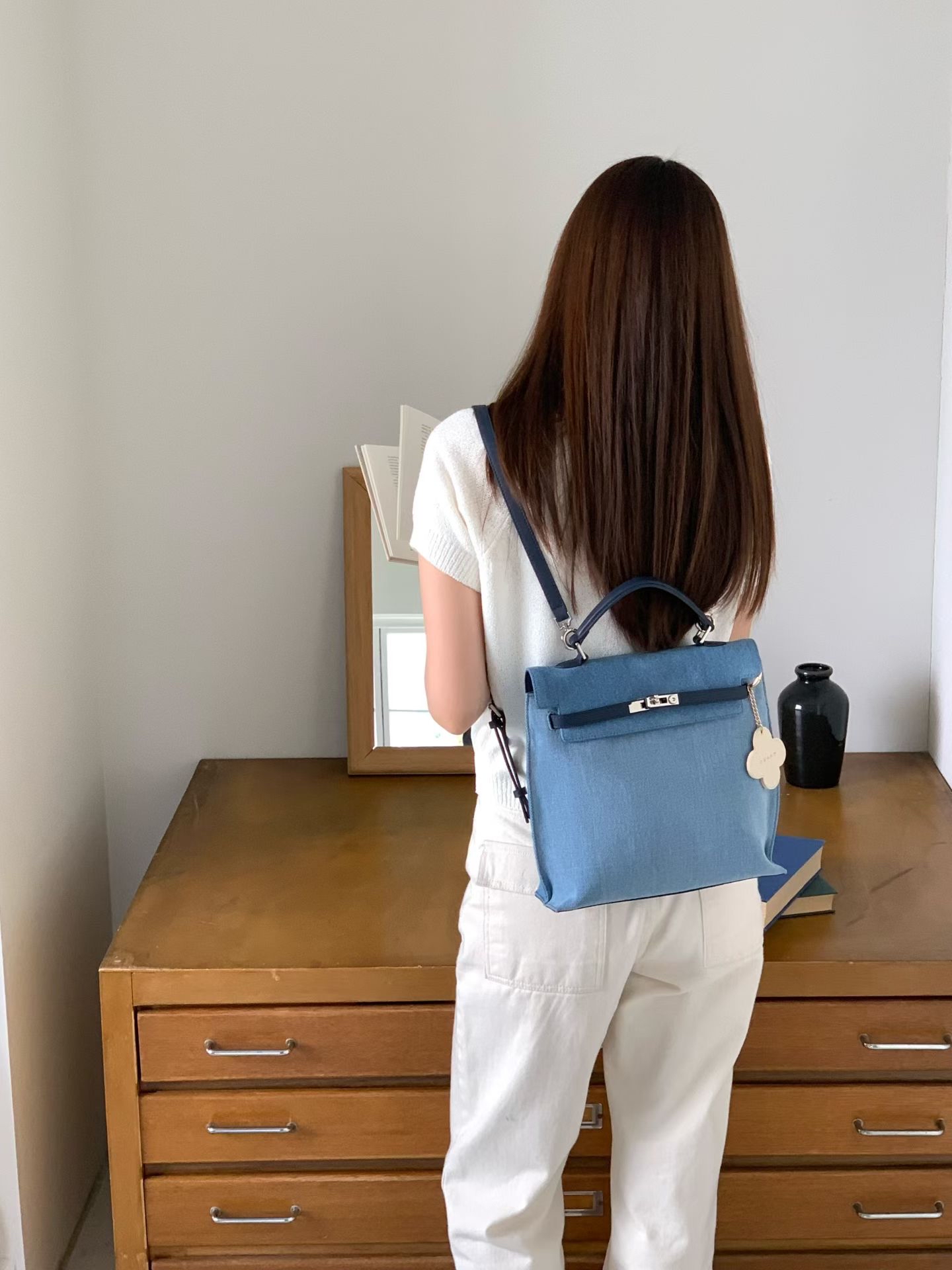 Denim blue 4 ways backpack 