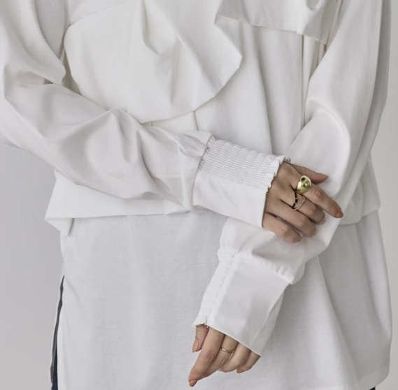 前褶飾圓領T恤 - 2026 流行穿搭  前褶飾T恤 春夏時尚穿搭 獨特設計 成人休閒 時尚穿搭 易於配搭 日本直送   #JP-I-260023