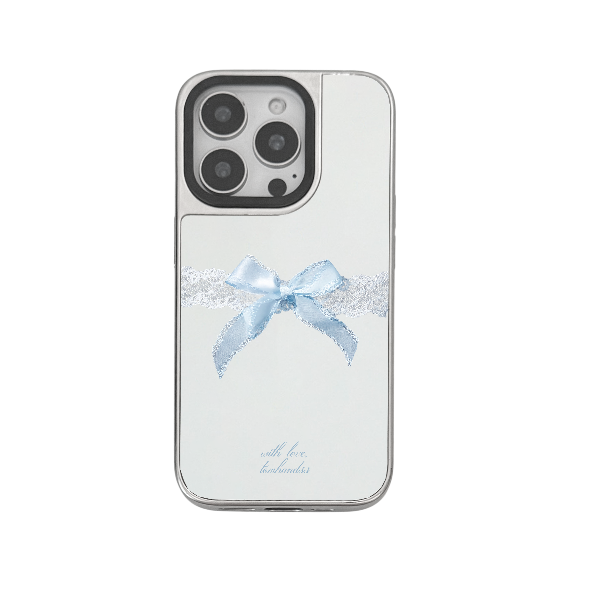 【Alice Blue Lace Ribbon】銀框鏡面MagSafe iPhone Case