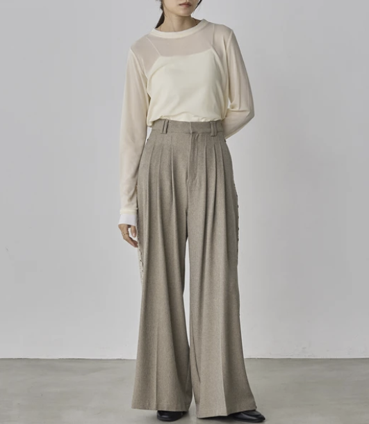 蕾絲寬褶褲 - 2026 流行穿搭  女士長褲 春夏時尚穿搭 柔軟舒適 成人休閒 日常穿搭 易於配搭 日本直送   #JP-I-260014