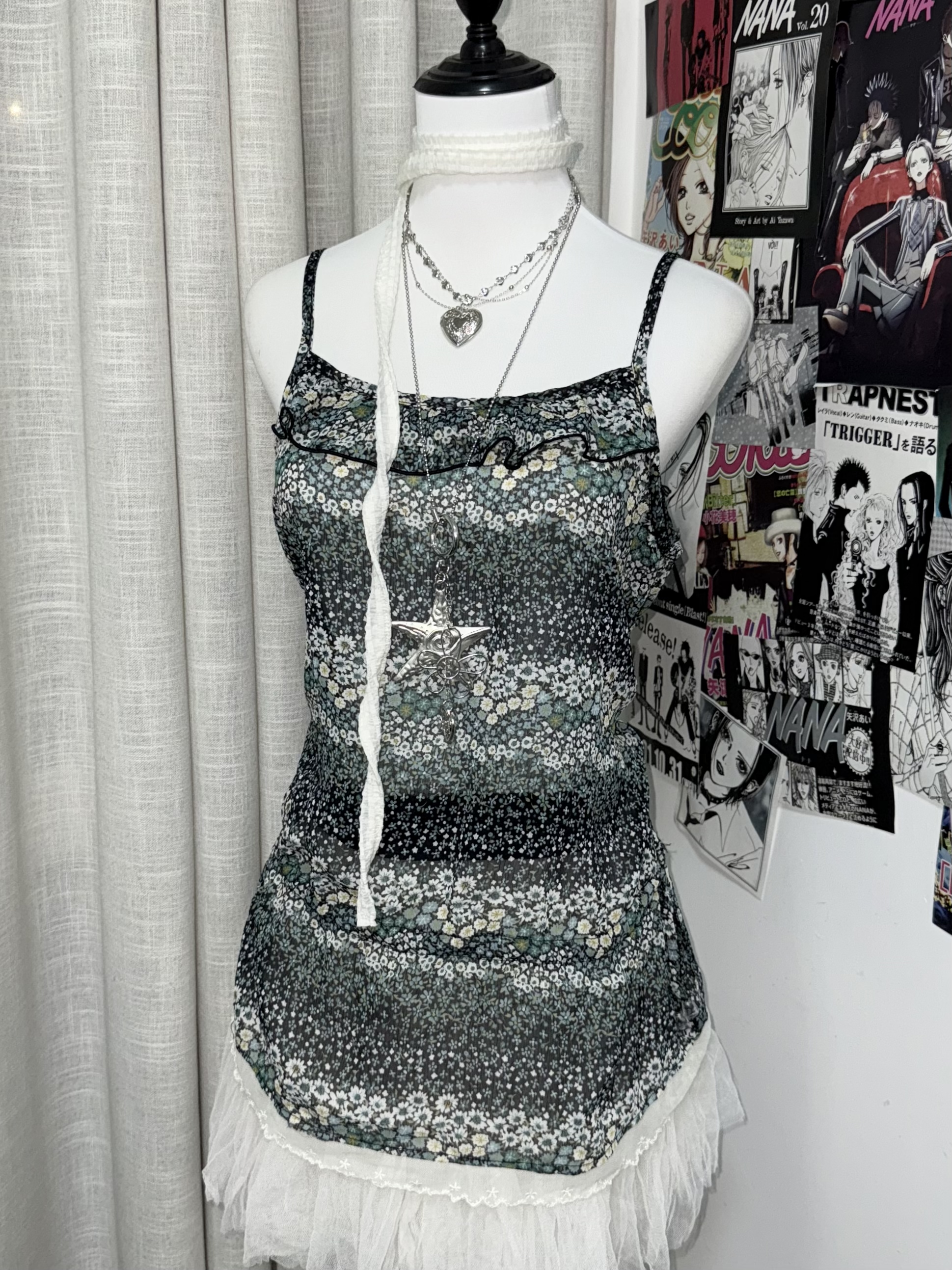 Mori-Girl Inspired Knit & Mesh Outfit Set