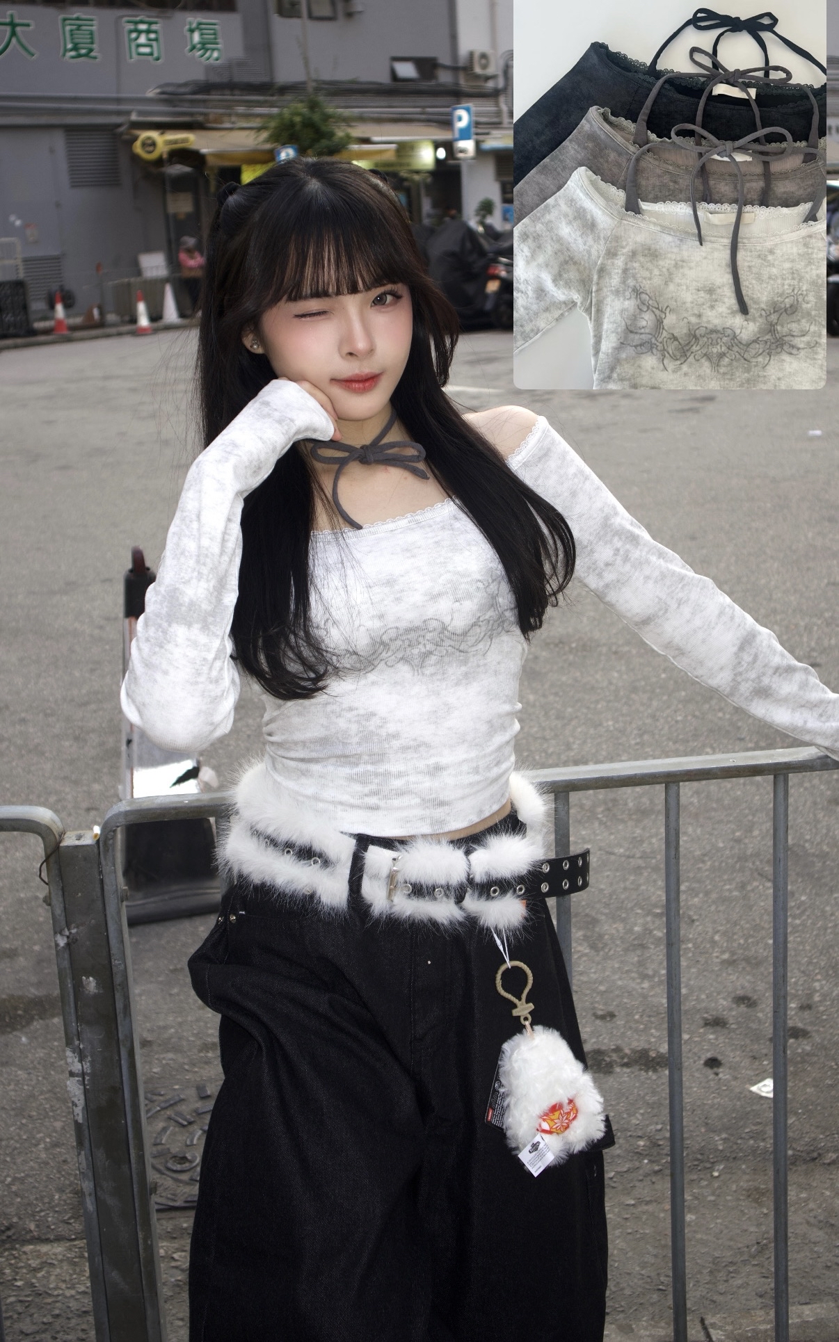 已售罄❌韓國Y2K型格假兩件修腰扎染top