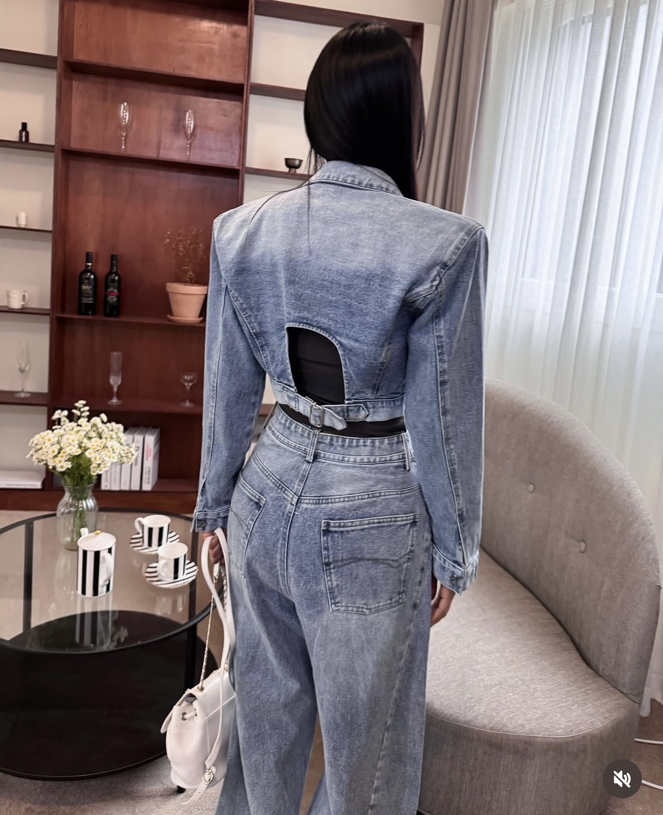 B01 後扣漸變色洗水牛仔外套