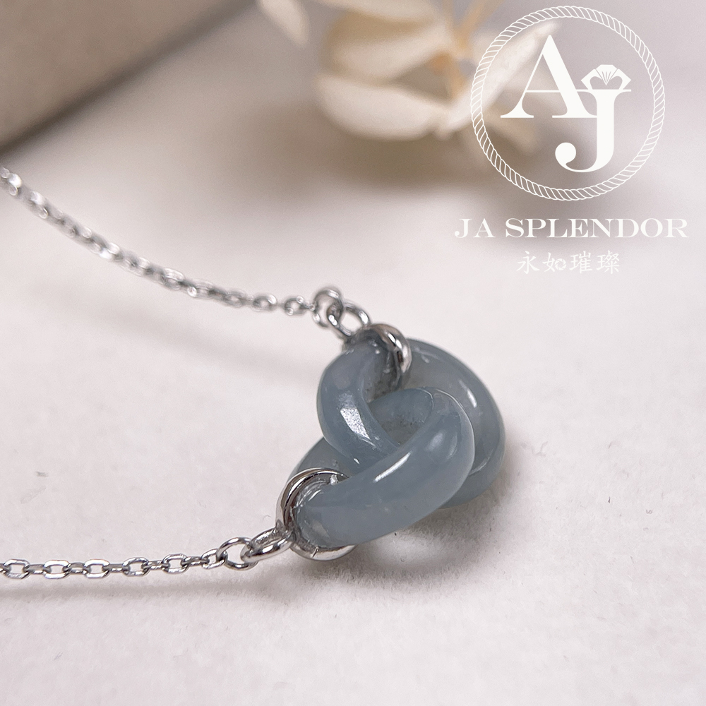 JN-2242 天然翡翠A玉 時尚愛你一生雙環吊墜連項鏈