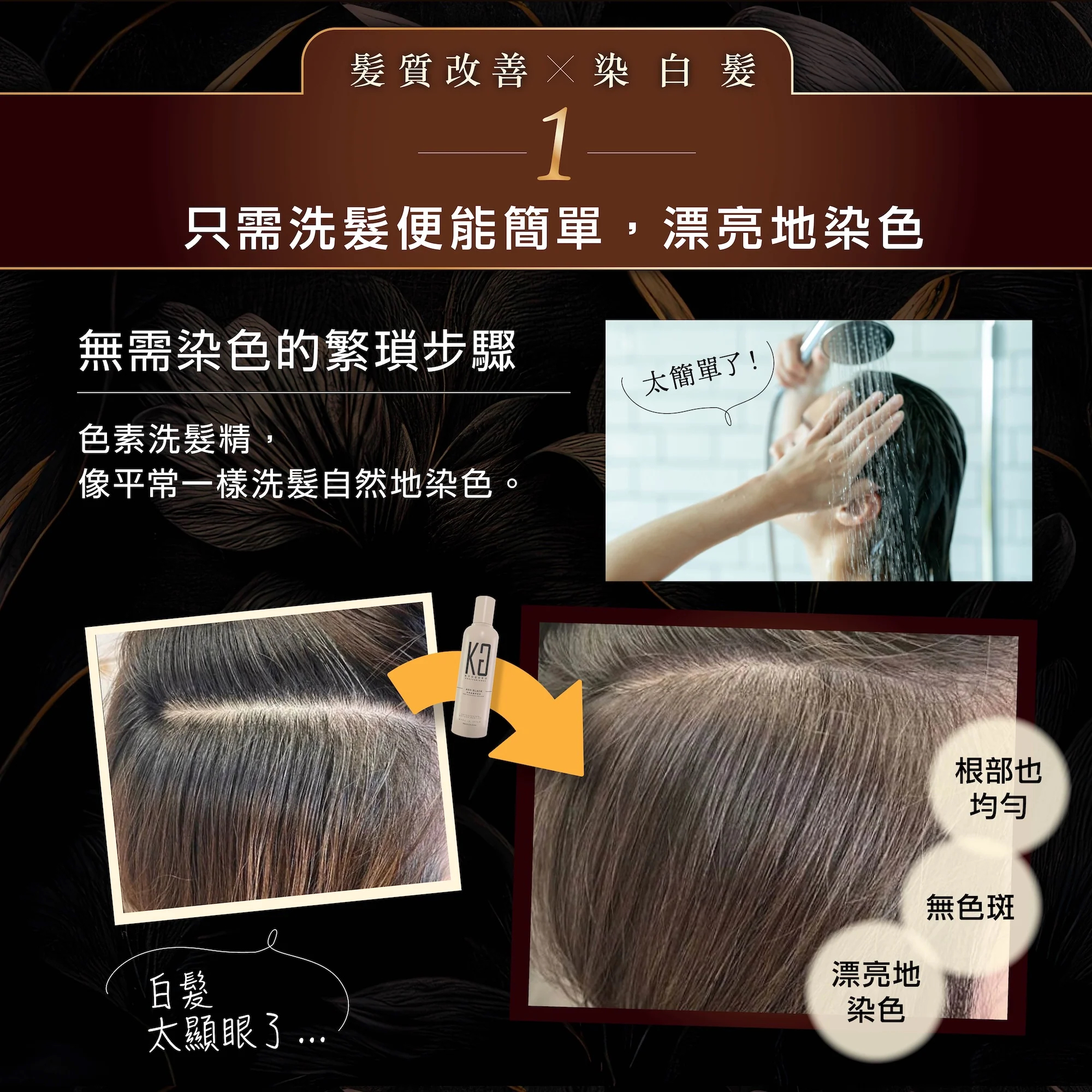KYOGOKU Ash Black Shampoo 蓋白髮專用自然灰黑色洗髮水 200ml