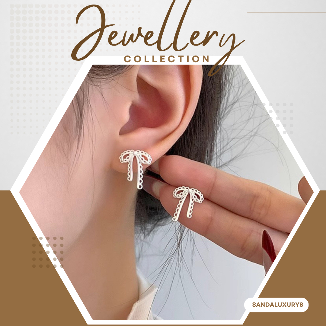 Cute Silver Bow Earrings