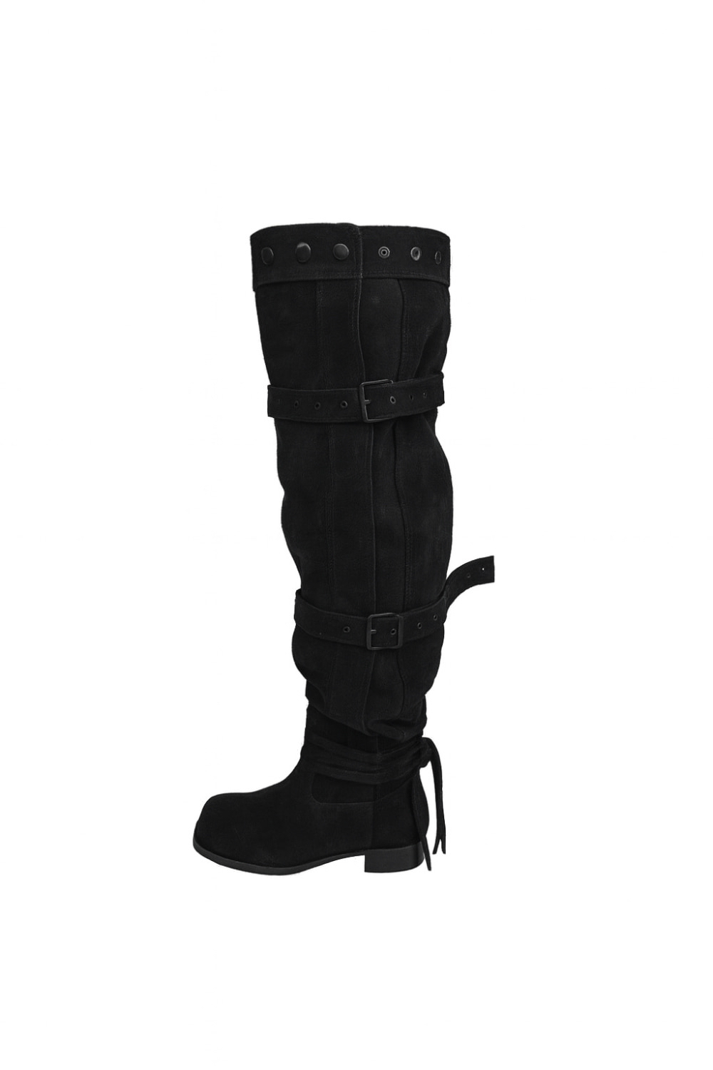 Suede Buckle Long High Boots