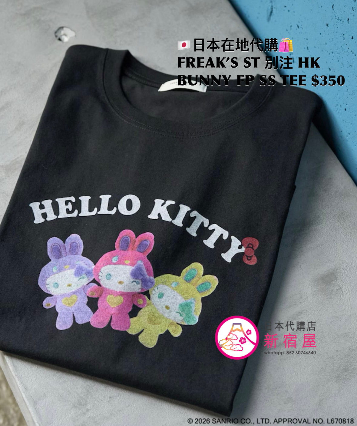FREAK’S STORE 別注 HELLO KITTY BUNNY FRONT PRINT SS T-SHIRT