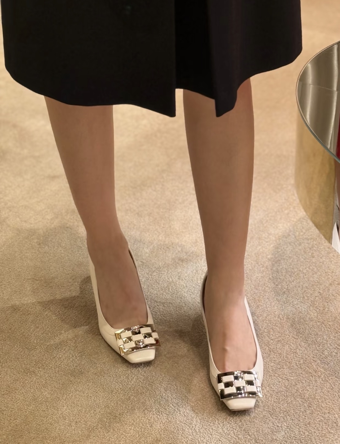 斷碼特價✨訂貨📮 RV 白色編織扣4.5cm 高跟鞋  Size 38/38.5