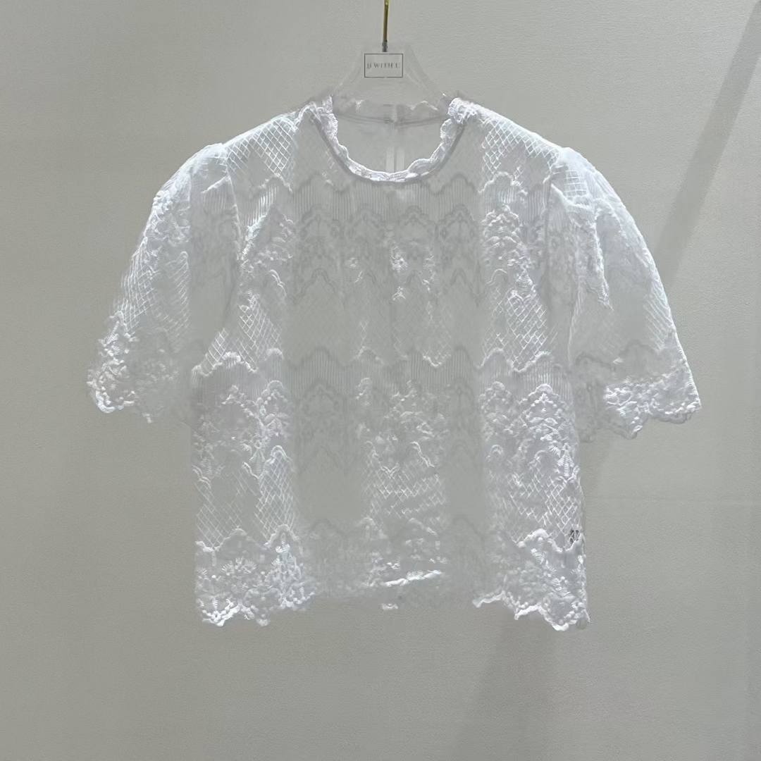 Vintage-Inspired Lace Top with Scalloped Edges (Inner Layer Not Included) ‖ 波浪花边复古蕾丝上衣（不含内搭）KR0199714