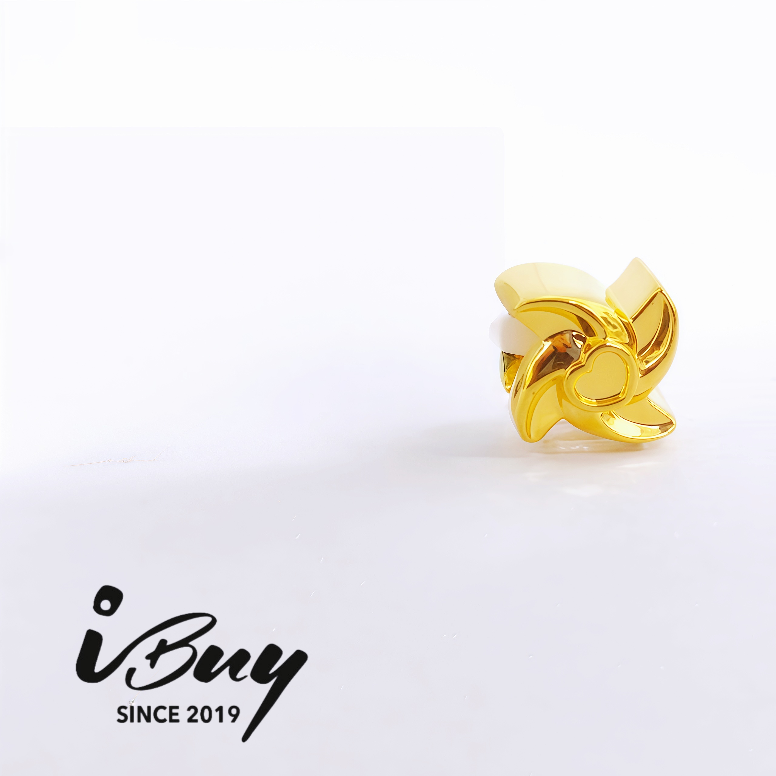 916 HARD GOLD POLISHED HEART WINDMILL SPACER BEAD 916 硬金 亮面爱心风车串咀