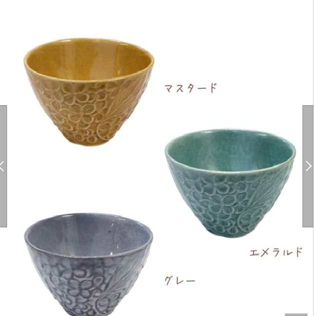 日本美濃焼浮雕花卉圖案植物陶碗