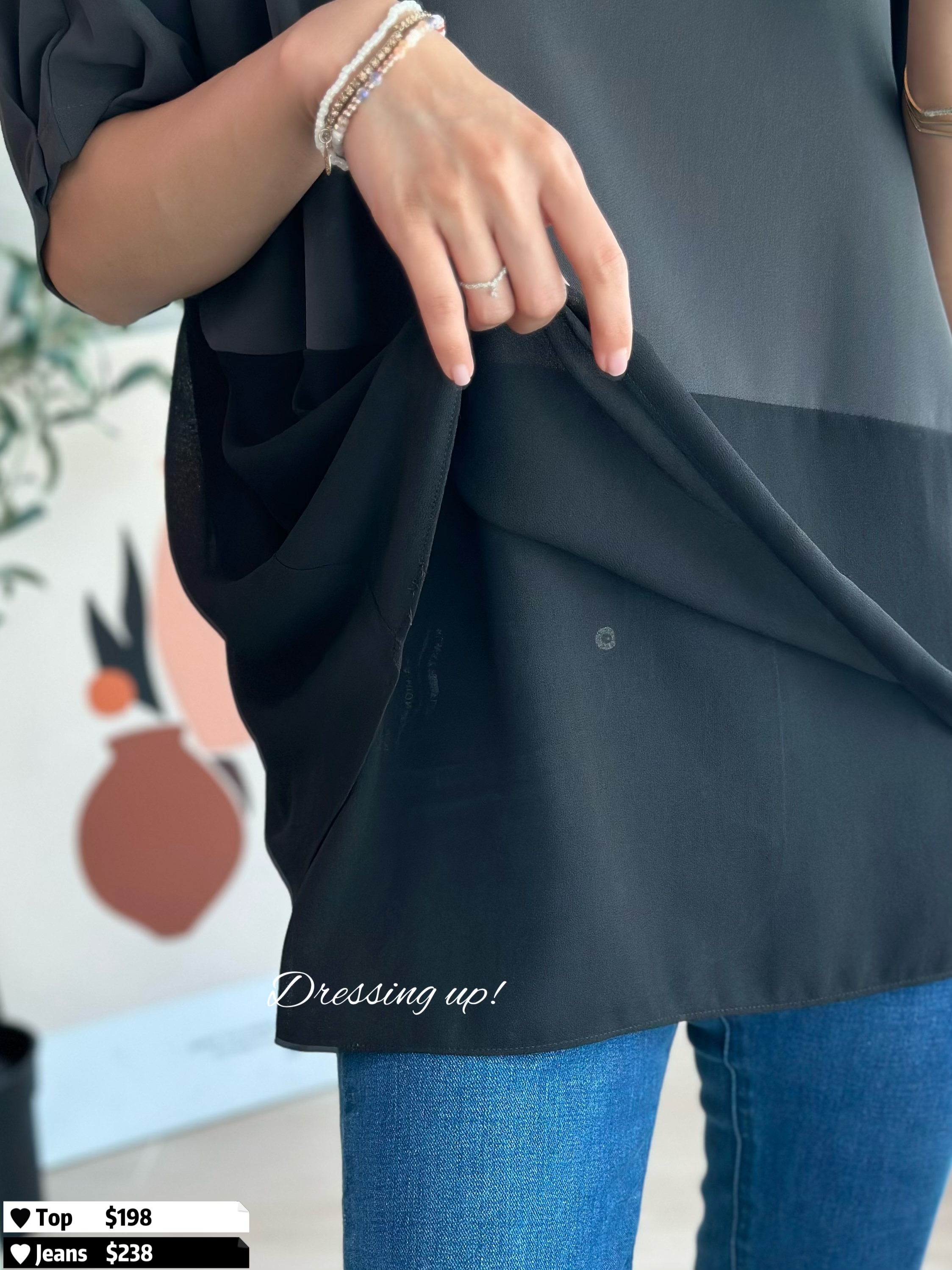 無感雪紡｜撞色雪紡上衣