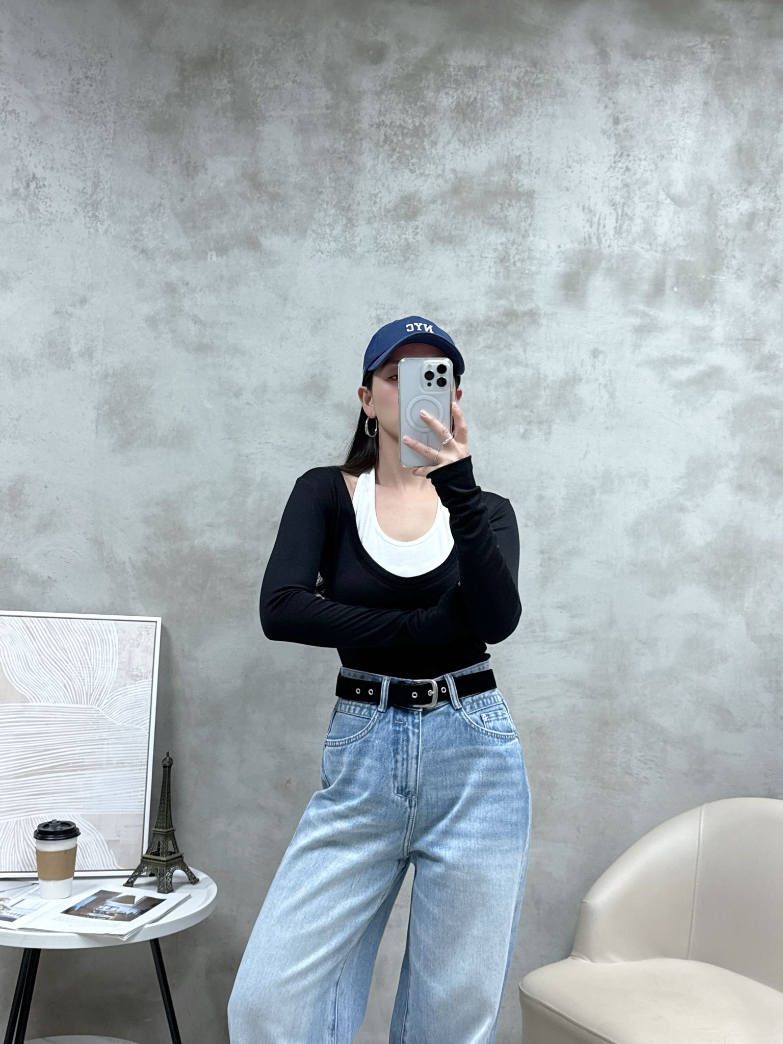 C06 假兩件拼色Top