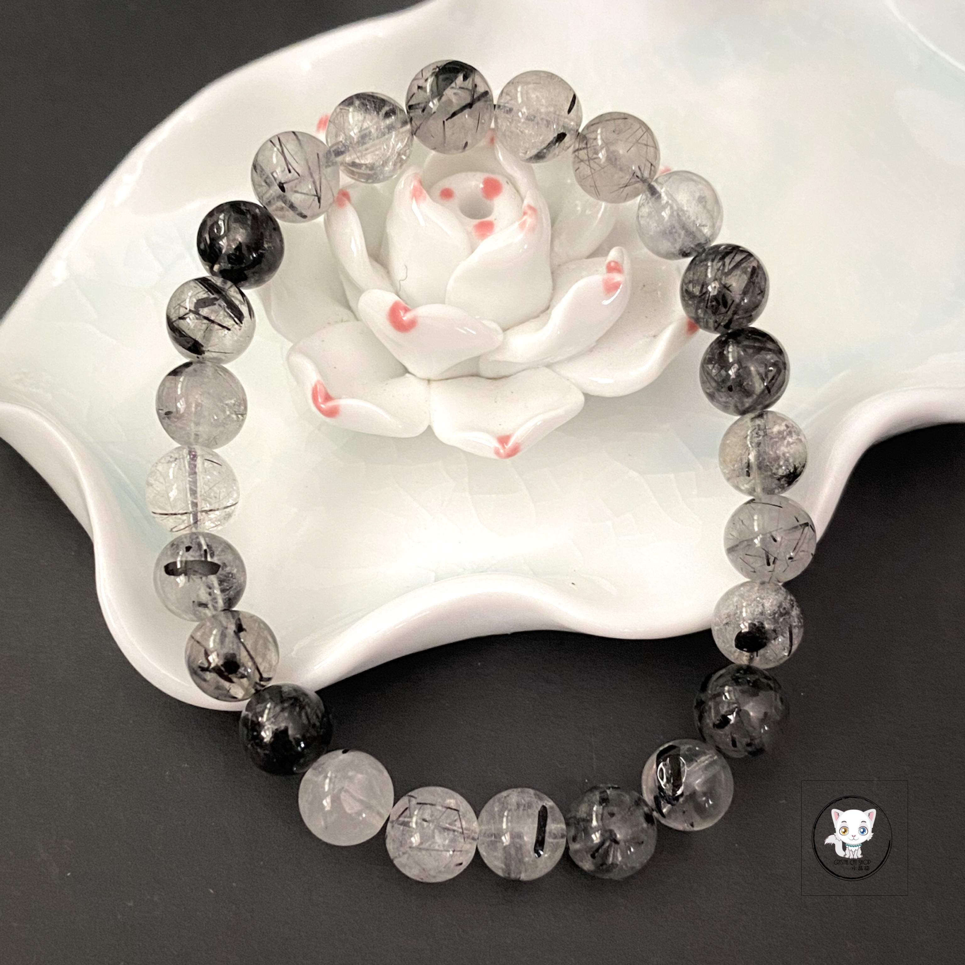 天然黑髮晶手鏈 8mm