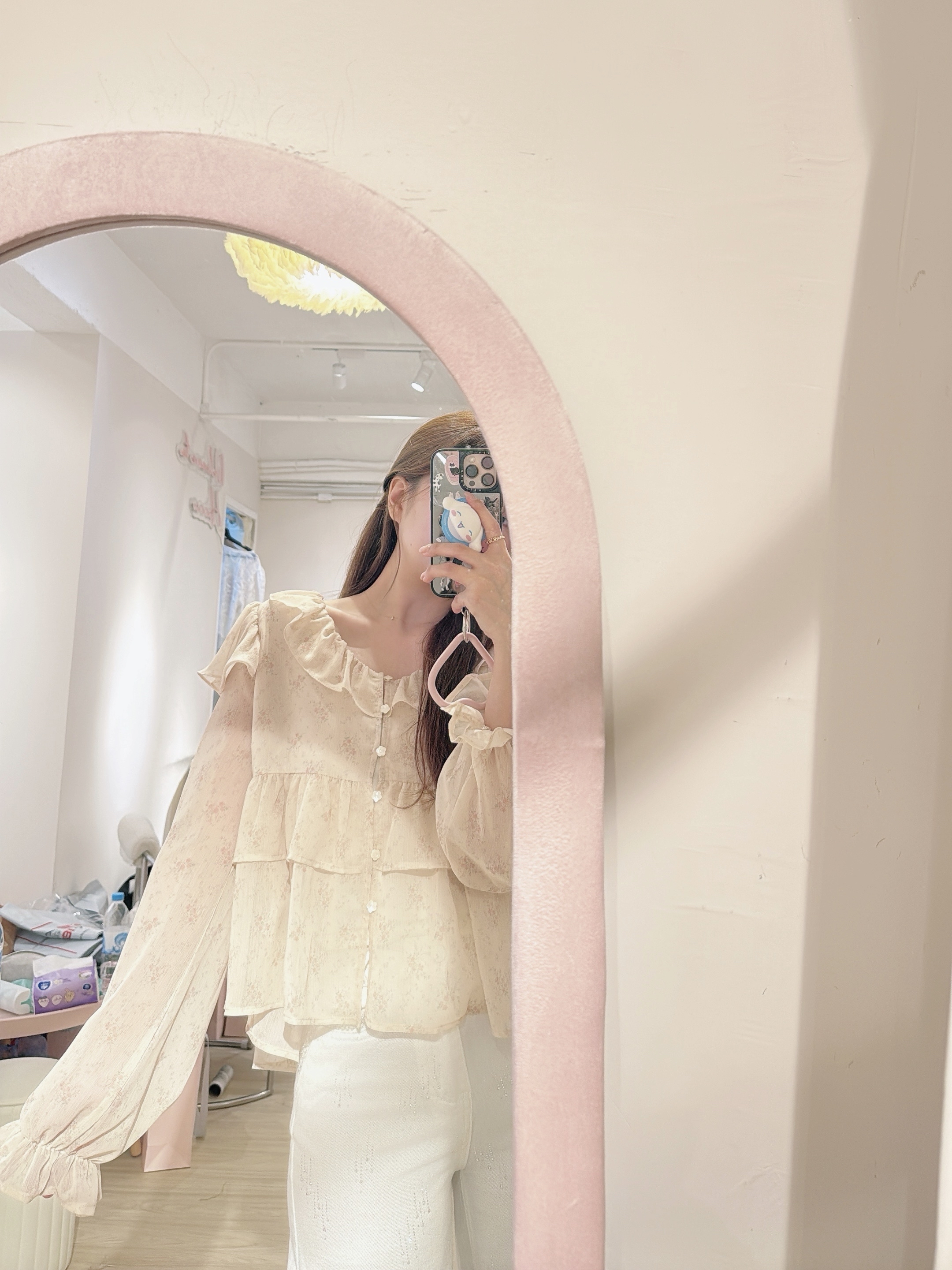 Spring Floral Ruffle Blouse