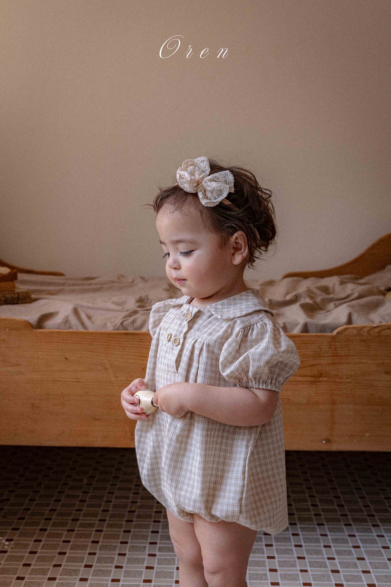 ☀️預訂 韓國直送☀️🇰🇷Oren 雙排鈕扣格紋翻領短袖包屁衣/連身裙/上下套裝