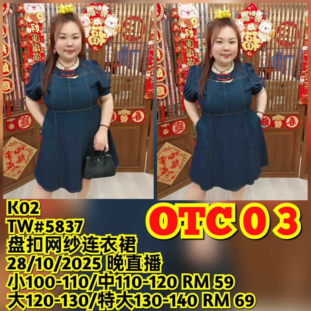 OTC03 TW#5837 盘扣网纱连衣裙