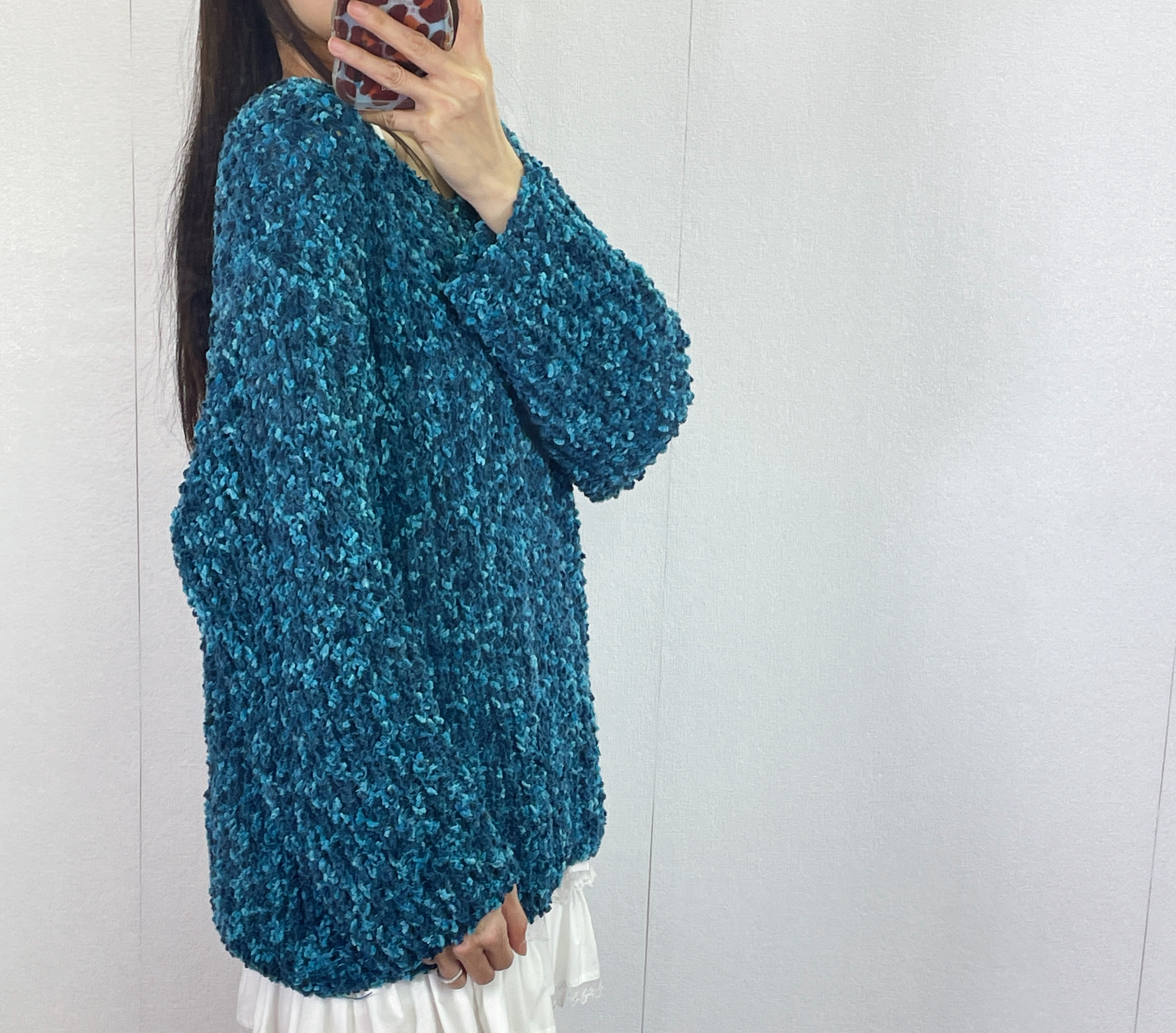 K5530 毛巾針織料V領長身top