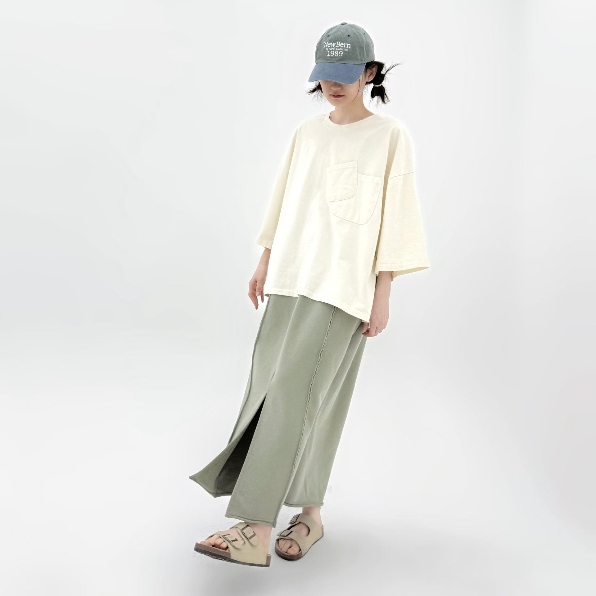 時尚休閒衛衣開衩長裙