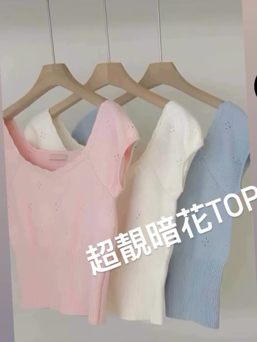 優雅顯瘦針織超絕暗花TOP