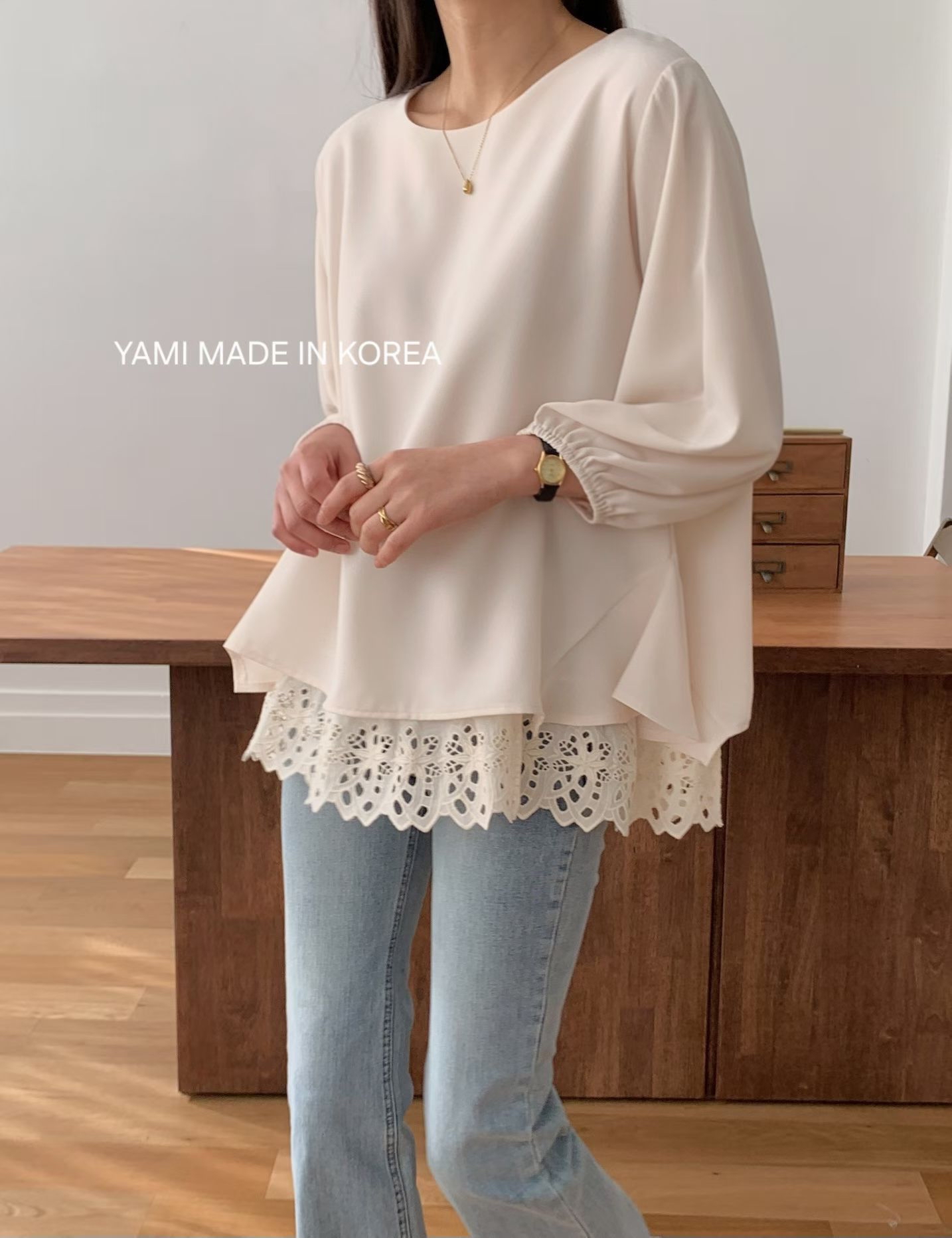 假2 件通花腳Top