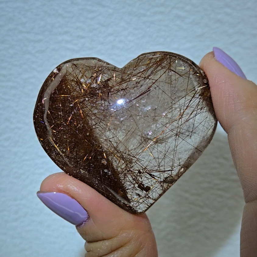 Copper rutilated lodolite garden quartz heart - RT736