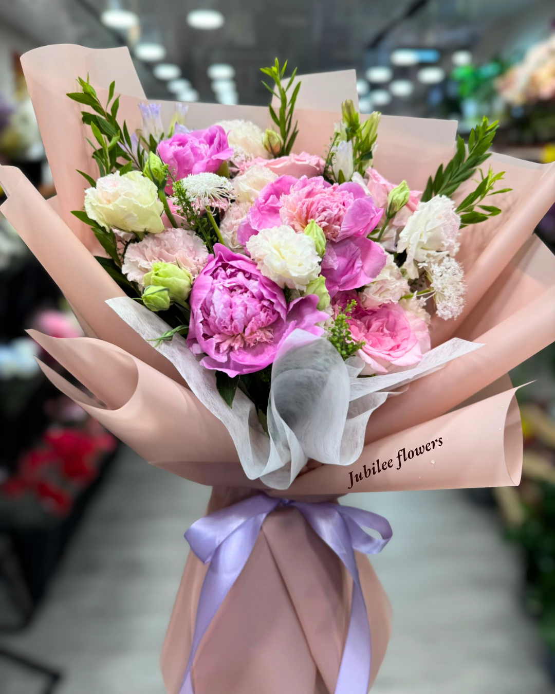 粉色芍藥 洋桔梗優雅花束